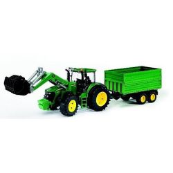 Bruder traktor John Deere s vlečkou 76cm 1:16 a radlicí