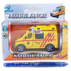 Auto ambulance 11cm kov zpětný chod na baterie česky mluvící