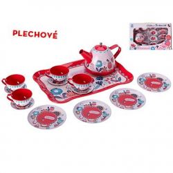 Čajový set plechový 15ks s podnosem 24x15cm