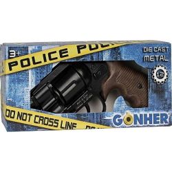 Policejní revolver černý Gold kov 12 ran  ****
