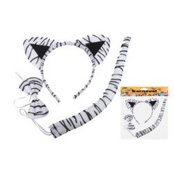 Set karneval - čelenka bílý tygr