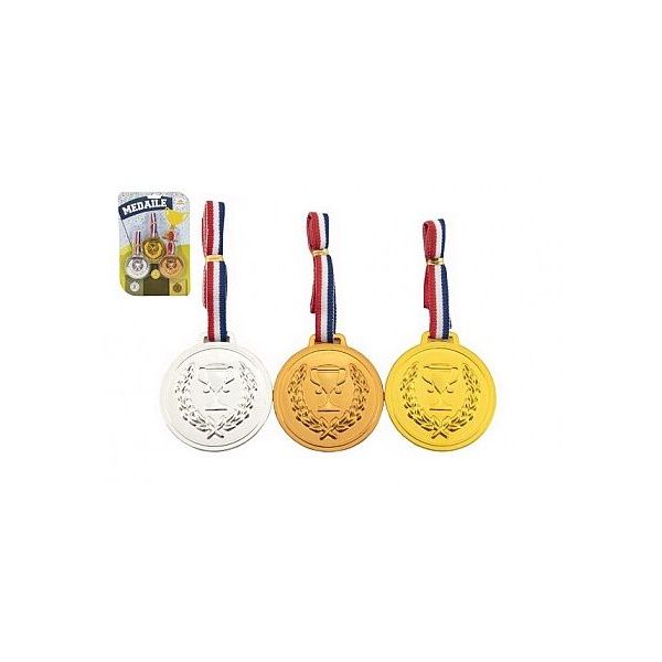 Medaile 6cm set 3ks na kartě Medaile 6cm set 3ks na kartě