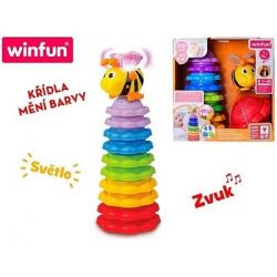 Pyramida včelka s křídly měnícimi barvu /5 míčků na baterie 6m+