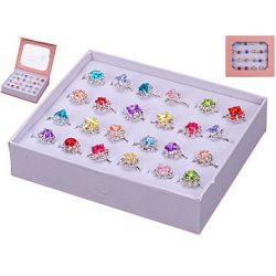 Sada prstýnků 24ks kov v krabičce 14x12cm v sáčku