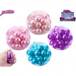 Glamour antistresový míček s křupajícími kuličkami 5cm 4barvy
