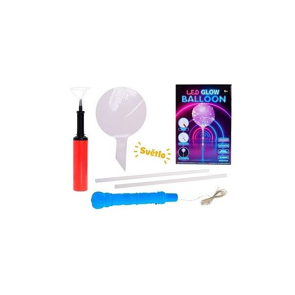 Glow nafukovací balónek na baterie s LED světlem 6+ 3barvy