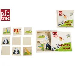 Pexeso dřevěné zvířátka 12x12x3cm 20ks v dřevěné krabičce