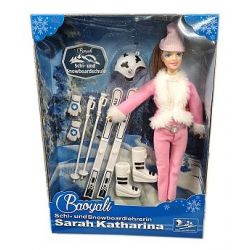 Panenka lyžařka 29cm s doplňky 2barvy v krabičce