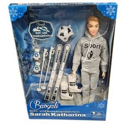 Panáček lyžař 29cm s doplňky 2barvy v krabičce