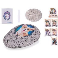 Kamínek se samolepkou pejska 6druhů v krabičce