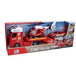 Auto hasiči tahač a helikoptéra s efekty set 55 cm
