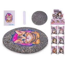 Kamínek se samolepkou kočičky 6druhů v krabičce