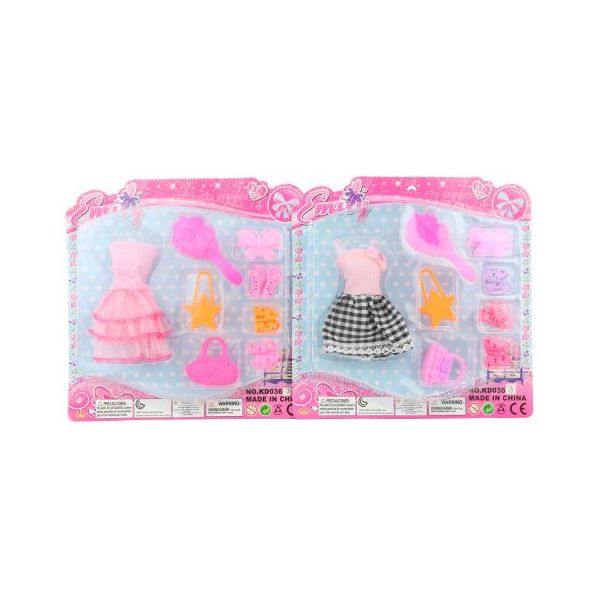 Šatičky 2 druhy pro panenky s doplňky