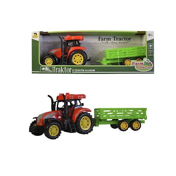 Traktor s přívěsem světlo zvuk 33 cm