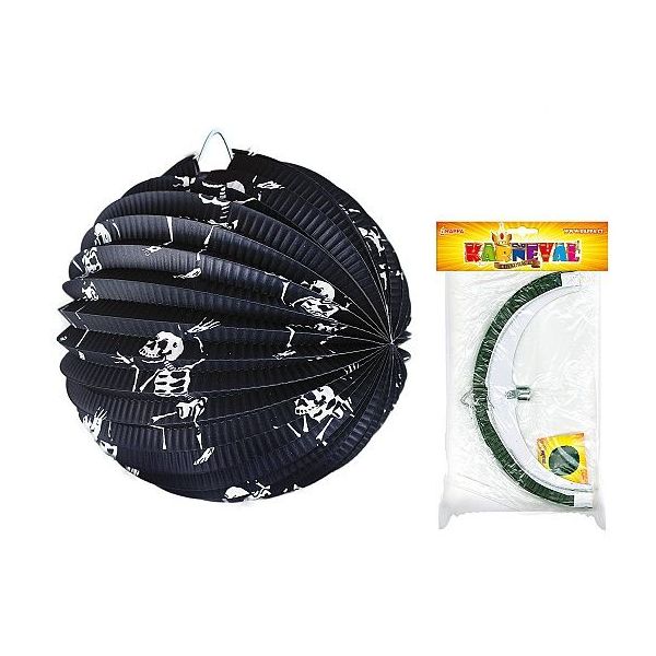 Lampion Halloween kulatý - kostlivci