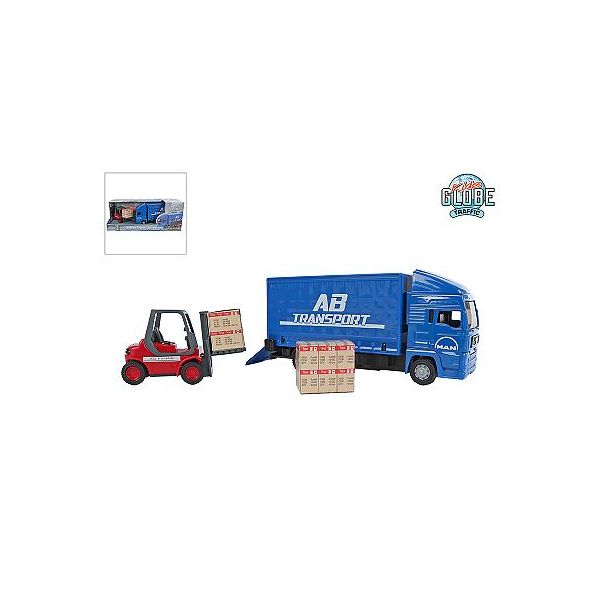 Kids Globe Traffic kamion MAN 17cm kov volný chod s paletovým vo